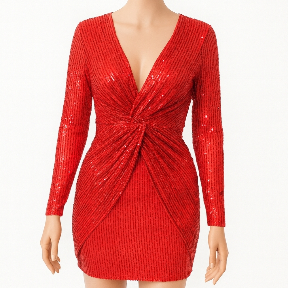 Elegant Red Sequin Dress